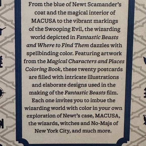 Fantastic Beasts and Where To Find Them A Book Of 20 Postcards To Color NWT - Picture 5 of 5